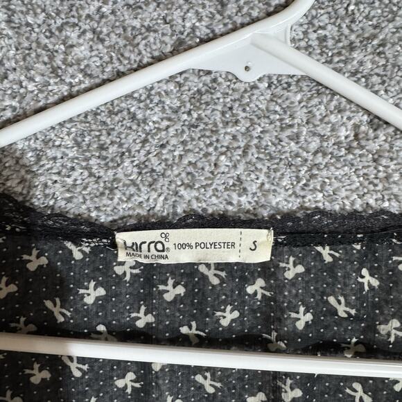 Babydoll Top Womens Small Sheer Bow Print Fairycore Romantic Chic Flowy Dainty - Picture 5 of 7